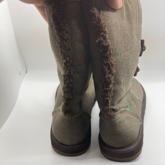 Sanuk flurry boot toggle canvas brown tan bootie 6 - Picture 8 of 9